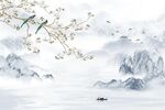 花鸟山水新中式背景墙