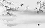 花鸟灰色山水 Tif分层