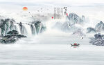 山水情背景墙