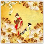 荷花仕女图