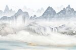 高山流水简约山水背景墙