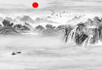 大理石纹山水 