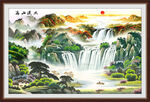 高山流水国画山水画