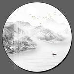 水墨山水圆形装饰