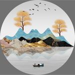 轻奢装饰画 新中式山水画 船