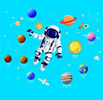 宇航员星球儿童房贴纸