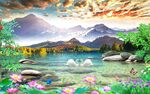 流水生财风景背景墙