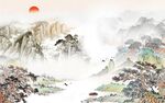 最新 客厅中式山水 Tif分层