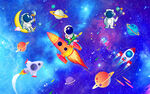 卡通宇宙宇航员