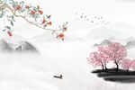 山水花鸟背景墙