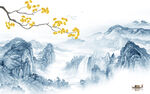 高档背景墙新山水 Tif分层