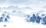 蓝色新简约山水画 TIf分层