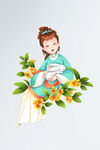 中秋节嫦娥怀抱玉兔古风美人形象