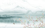 中国风新别墅山水画 TIf分层