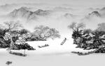 客厅山水灰色墙画 TIf分层