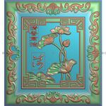 博古荷花莲花柜子门板精雕图灰度