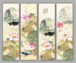 荷花条屏
