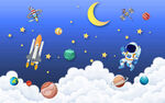 卡通宇宙太空飞船