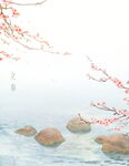 春天水墨插画背景