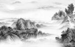 爆款 现代灰色山水 Tif分层