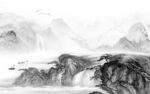 电视山水灰色墙画 Tif分层