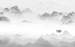 意境 山水灰色墙画 Tif分层
