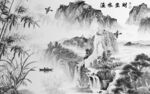 现代 客厅灰色山水 Tif分层