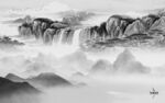 中国风灰色中式山水 tiF分层