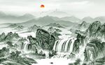 极简意境客厅山水 TIF分层