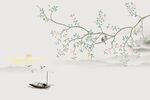 手绘花鸟背景墙