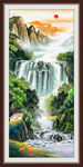 源远流长国画山水瀑布玄关画