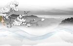 新品客厅灰山水画 Tif分层