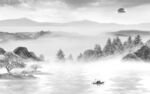 人气客厅灰山水画 Tif分层