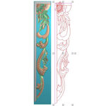 镂空洋花牡丹花角花精雕图灰度图