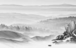 高清 客厅灰山水画 Tif分层
