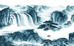 高清新山水中式画 TIf分层