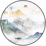 新中式圆形山水画