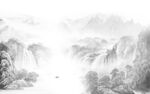 新中式水墨山水背景墙