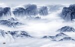 极简沙发背景山水 TIf分层
