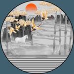 新中式圆形装饰画 