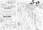 城市商业中心手绘线描