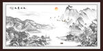 黑白水墨画山水画