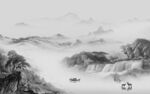 现代 意境灰色山水 tIf分层