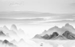 最新高雅灰山水画 Tif分层
