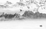 人气高雅灰山水画 Tif分层