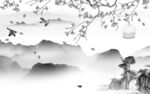 高端新山水灰色画 TIF分层