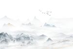 简约客厅山水新中式背景墙