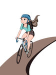 卡通手绘骑单车的女生免抠元素