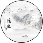 新中式山水画背景墙
