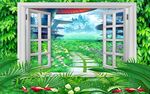 梦幻树林小路背景墙